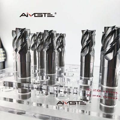 4 Flute Short Carbide End Mill Custom Length Flat Bottom CNC Milling Cutter For Steel  Aluminum 3/8